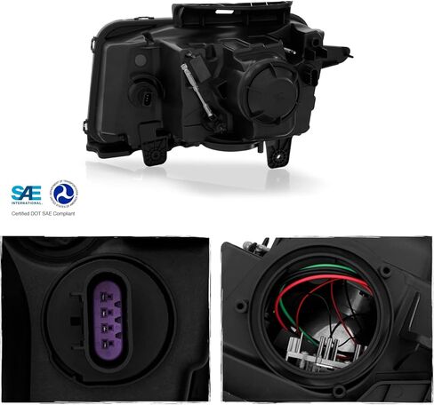 AKKON - يناسب 2010-2013 Chevy Camaro 14-15 ZL1 [نوع HID/زينون] زوج المصابيح الأمامية السوداء لجهاز العرض يسار + يمين مع تشغيل LED in Saudi Arabia