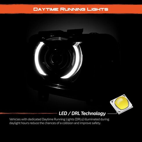 AKKON - يناسب 2010-2013 Chevy Camaro 14-15 ZL1 [نوع HID/زينون] زوج المصابيح الأمامية السوداء لجهاز العرض يسار + يمين مع تشغيل LED in Saudi Arabia