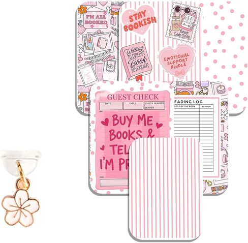 Pink Bookish Kindle Accessory Bundle with Cardstock Inserts, 20 Stickers & 1 Dust Plug Charm, Kindle Insert, Kindle Sticker 11th and 12th Gen Paperwhite and Colorsoft in Saudi Arabia