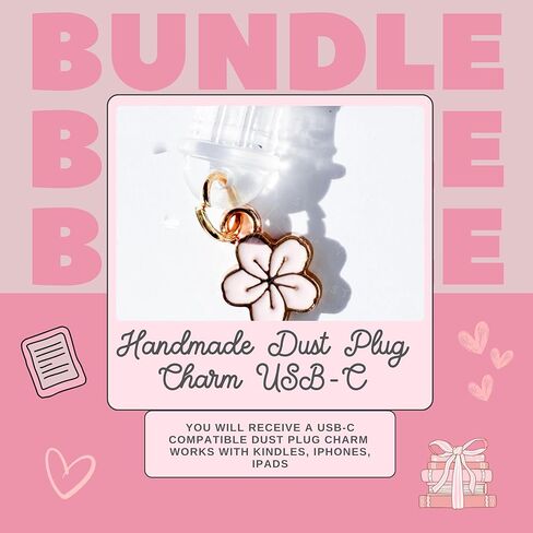 Pink Bookish Kindle Accessory Bundle with Cardstock Inserts, 20 Stickers & 1 Dust Plug Charm, Kindle Insert, Kindle Sticker 11th and 12th Gen Paperwhite and Colorsoft in Saudi Arabia