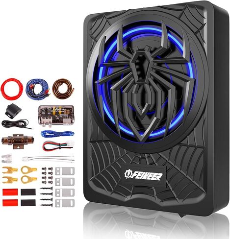 NEW 10" 1200W Subwoofer,BLUE Slim Underseat Car Subwoofer and Amp Package.Under Seat Subwoofers with Amp,Individual Control for Low Pass/Gain/Boost Bass.Deep Bass Perfect for Truck/SUV/Jeep/MPV in Saudi Arabia