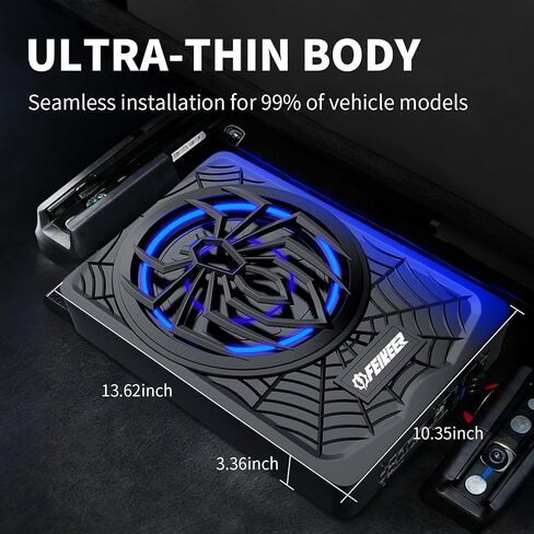 NEW 10" 1200W Subwoofer,BLUE Slim Underseat Car Subwoofer and Amp Package.Under Seat Subwoofers with Amp,Individual Control for Low Pass/Gain/Boost Bass.Deep Bass Perfect for Truck/SUV/Jeep/MPV in Saudi Arabia