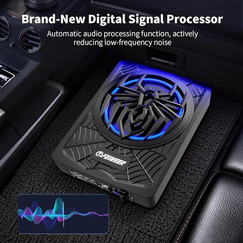 NEW 10" 1200W Subwoofer,BLUE Slim Underseat Car Subwoofer and Amp Package.Under Seat Subwoofers with Amp,Individual Control for Low Pass/Gain/Boost Bass.Deep Bass Perfect for Truck/SUV/Jeep/MPV in Saudi Arabia
