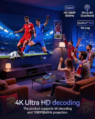 محول دونجل للعرض اللاسلكي HDMI 2026، جهاز إرسال بث الوسائط فيديو/صوت/ملف HDMI موسع لاسلكي من الهاتف الذكي، الكمبيوتر المحمول إلى HDTV/جهاز العرض/الشاشة، يدعم Airplay DLNA (Gery) in Kuwait