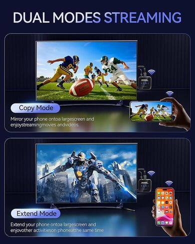 محول دونجل للعرض اللاسلكي HDMI 2026، جهاز إرسال بث الوسائط فيديو/صوت/ملف HDMI موسع لاسلكي من الهاتف الذكي، الكمبيوتر المحمول إلى HDTV/جهاز العرض/الشاشة، يدعم Airplay DLNA (Gery) in Kuwait