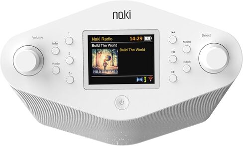 Naki Pulse Max - مشغل موسيقى كوشير للبث عبر الإنترنت (أبيض) مع مكبرات صوت مزدوجة، وقاعدة مطاطية غير قابلة للانزلاق ومزودة بتقنية Bluetooth in Kuwait