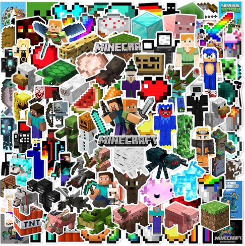 100 Pcs Game Pixel Theme Stickers, Cartoon Cute Stickers, Suitable for Phones, Bottles, Guitar, Laptops, Luggage and More. DIY Your own Gift Decorations to Present to Your Loved Ones. in Saudi Arabia