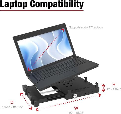 RAM MOUNTS Tough-Tray III Vehicle Laptop Mount Tray, Spring-Loaded Universal Cradle Fits 10"-17" Laptops RAM-234-7 in Saudi Arabia