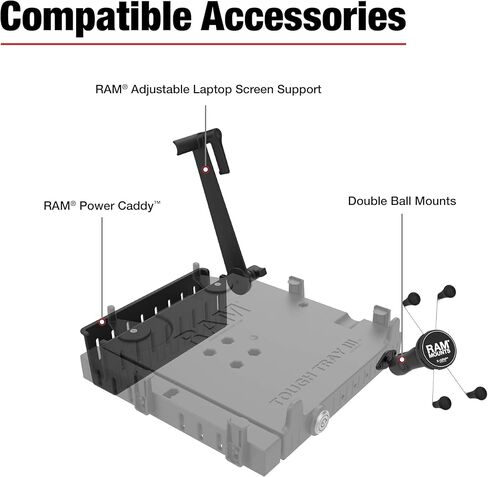 RAM MOUNTS Tough-Tray III Vehicle Laptop Mount Tray, Spring-Loaded Universal Cradle Fits 10"-17" Laptops RAM-234-7 in Saudi Arabia