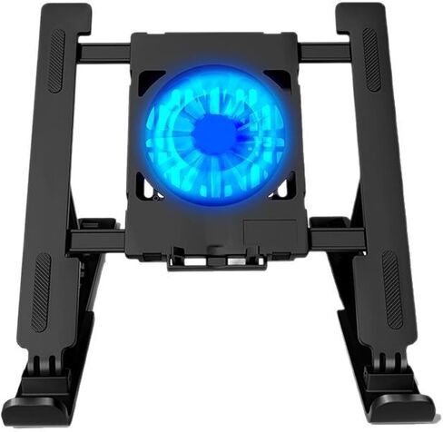 Adjustable Laptop Stand with Fan, Foldable Desktop Mount for Notebook or Tablet, Black in Saudi Arabia
