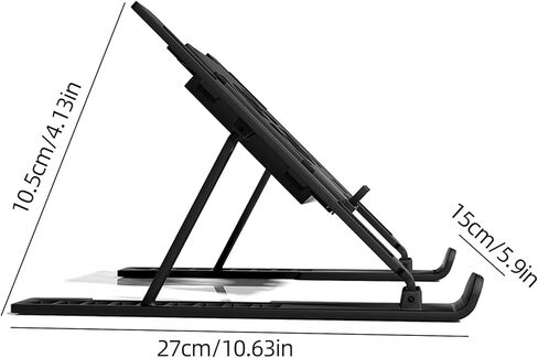 Adjustable Laptop Stand with Fan, Foldable Desktop Mount for Notebook or Tablet, Black in Saudi Arabia