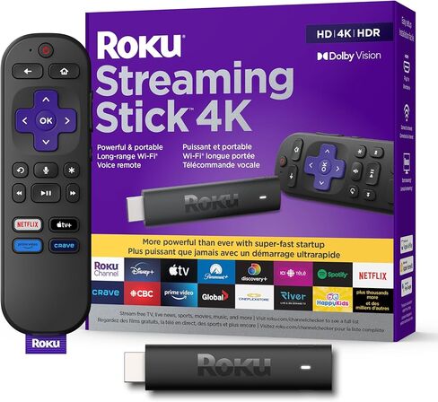 Roku Streaming Stick 4K | Streaming Device 4K/HDR/Dolby Vision with Voice Remote with TV Controls and Long-Range Wi-Fi (Renewed) in Saudi Arabia