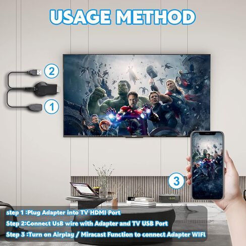 HDMI Wireless Display Dongle Adapter - WiFi 4K&1080P Portable Transmitter, Streaming Media Video/Audio/File from Smartphone, Laptop to HDTV/Monitor/Projector Support Windows in Saudi Arabia