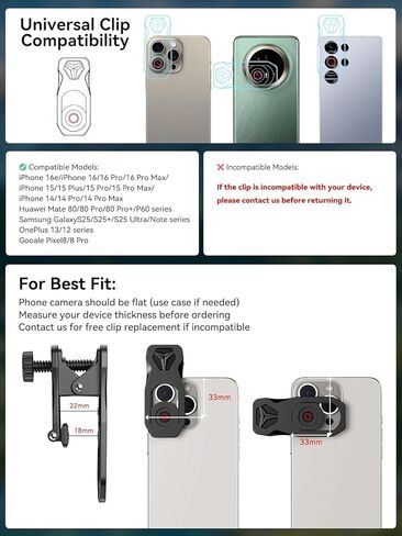 عدسة MIAO LAB 28X HD Telephoto لأجهزة iPhone/Samsung/Android، عدسة كاميرا مقربة عالية الطاقة مع توافق عالمي مع معظم الهواتف الذكية in Kuwait