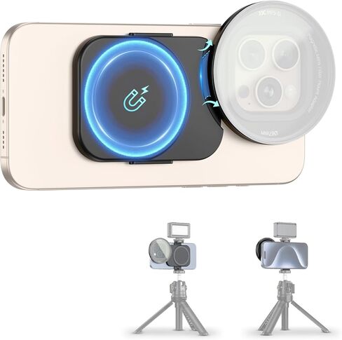 Upgraded 67mm Phone Lens Filter Adapter Mount for iPhone 17 16 15 14 Pro Pro Max Plus Air, Double-Sided Magnetic Phone Lens Filter Ring with 1/4-20" & Cold Shoe Pull-Out to fit 17 Pro Max (No Filters in Saudi Arabia