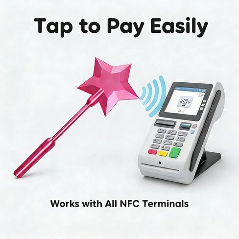 حامل بطاقة الائتمان Magic Wand، حامل بطاقة الائتمان Fairy Pay Wand، صنبور مطبوع ثلاثي الأبعاد للدفع للدفع بدون تلامس (وردي) in Kuwait