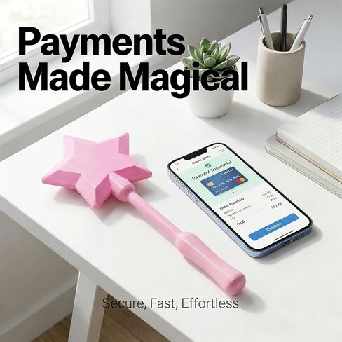 حامل بطاقة الائتمان Magic Wand، حامل بطاقة الائتمان Fairy Pay Wand، صنبور مطبوع ثلاثي الأبعاد للدفع للدفع بدون تلامس (وردي) in Kuwait