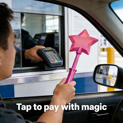 حامل بطاقة الائتمان Magic Wand، حامل بطاقة الائتمان Fairy Pay Wand، صنبور مطبوع ثلاثي الأبعاد للدفع للدفع بدون تلامس (وردي) in Kuwait