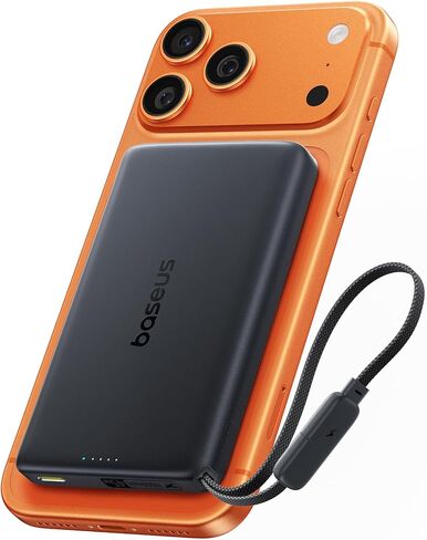 Baseus Picogo AM52 MagSafe Power Bank، Qi2.2 25W 10,000mAh شاحن محمول مغناطيسي، 0.6 بوصة نحيف 45W USB-C شحن سريع، حزمة بطارية لاسلكية من سبيكة الشحن السريع، ضروري للسفر لهاتف iPhone 17/16/15/14/13/12 فقط in Saudi Arabia