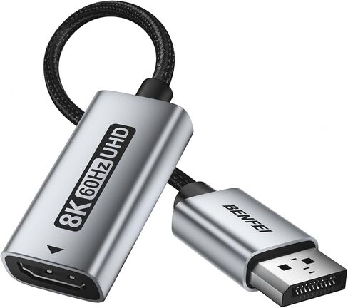 BENFEI DisplayPort 1.4 to HDMI 2.1 Adapter 8K@60Hz/4K@240Hz/1080P@480Hz, Unidirectional DP Computer to HDMI Monitor, High-Spec Aluminum Converter for Gaming Monitor, TV, AMD, NVIDIA in Saudi Arabia