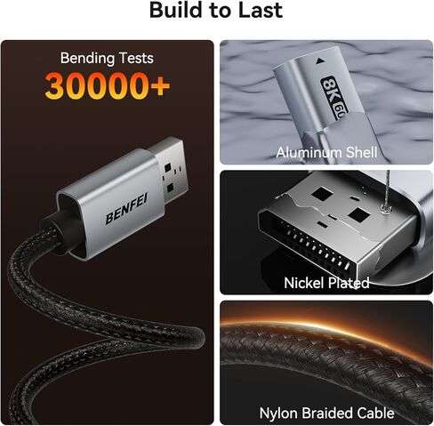 BENFEI DisplayPort 1.4 to HDMI 2.1 Adapter 8K@60Hz/4K@240Hz/1080P@480Hz, Unidirectional DP Computer to HDMI Monitor, High-Spec Aluminum Converter for Gaming Monitor, TV, AMD, NVIDIA in Saudi Arabia
