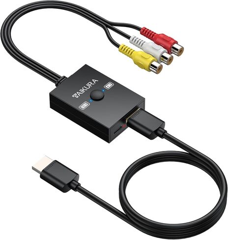 RCA to HDMI Converter with 4:3/16:9 Switch, 1080P AV Composite Video Adapter with HDMI and USB Cables, Supports PAL/NTSC for Wii PS2 DVD VHS to HDTV or Monitor in Saudi Arabia