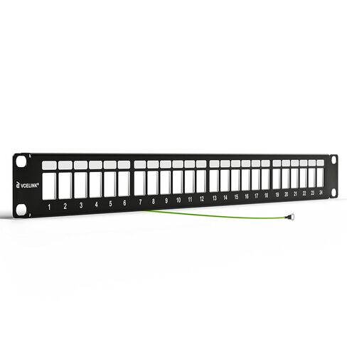 VCELINK 24 Port Shielded Keystone Patch Panel, 1U 19-Inch Rackmount Blank Panel, 1.5mm SPCC All Metal Network Distribution Frame with Grounding Wire for Cat6/Cat6A/HDMI/Fiber/Coax Keystone Jacks in Saudi Arabia