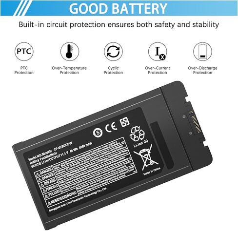 CF-VZSU0PR CF-VZSU0PW Laptop Battery Compatible with Panasonic Toughbook CF54 CF-54 Mk1 Mk2 Mk3 Series 54 Gloved Multi Touch 54 Lite 54 Performance 54 Prime CF-54F9001KM CF-VZSU0GW CF-VZSU0KR 46Wh in Saudi Arabia