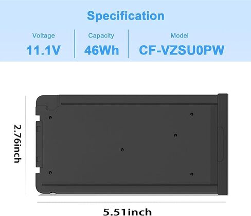 CF-VZSU0PR CF-VZSU0PW Laptop Battery Compatible with Panasonic Toughbook CF54 CF-54 Mk1 Mk2 Mk3 Series 54 Gloved Multi Touch 54 Lite 54 Performance 54 Prime CF-54F9001KM CF-VZSU0GW CF-VZSU0KR 46Wh in Saudi Arabia