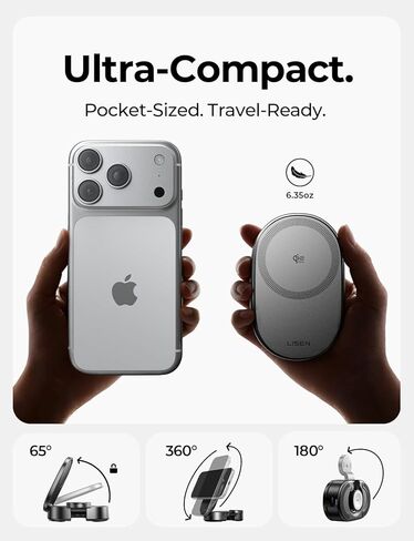 قاعدة شحن LISEN [فائقة السرعة 25 وات] 3 في 1 لأجهزة Apple، Qi2.2 25 وات حامل شاحن MagSafe لاسلكي قابل للطي لهاتف iPhone 17/16/15/14/13 Pro Max وApple Watch&AirPods، محمول للسفر مع محول 45 وات in Kuwait