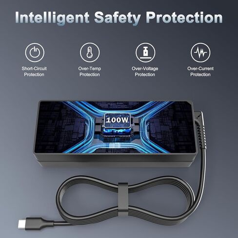 شاحن سريع USB C بقوة 100 واط، محول GaN PD 3.0 لأجهزة Mac Book وDell XPS وHP وAsus وAcer وThinkPad وiPad وiPhone وSamsung وSwitch - مزود طاقة للكمبيوتر المحمول in Kuwait