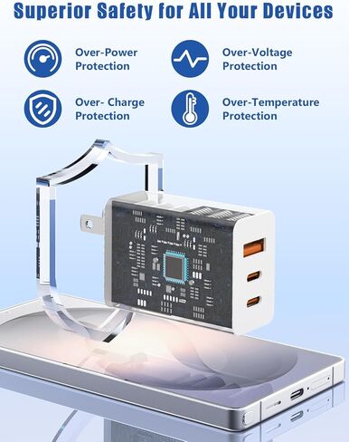 شاحن حائط Susnwere 65W USB C لهاتف Samsung S26 Ultra، 3 منافذ 100W PD سريع 3.0 نوع C شحن مع كابل USB C 3/6/10/10FT لهواتف Samsung Galaxy S26+/S25/S24/S23 Ultra/S22/S21/S20/Android in Kuwait