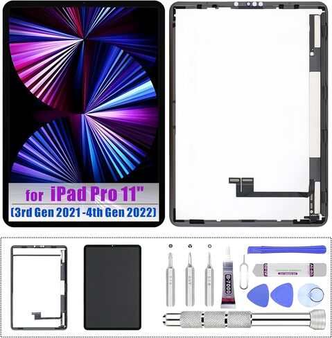 لجهاز iPad Pro 11 الجيل الثالث (2021) الجيل الرابع (2022) مجموعة استبدال الشاشة شاشة LCD تعمل باللمس محول رقمي ممتاز طقم إصلاح مع أدوات (11 بوصة، A2377 A2459 A2301 A2460/ A2435 A2759 A2761 A2762) in Kuwait