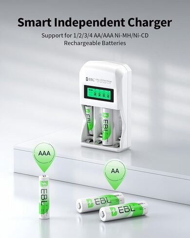 EBL LCD Battery Charger Smart Individual 907 AA AAA Rechargeable Battery Charger for Ni-MH Ni-CD Rechargeable Batteries in Saudi Arabia