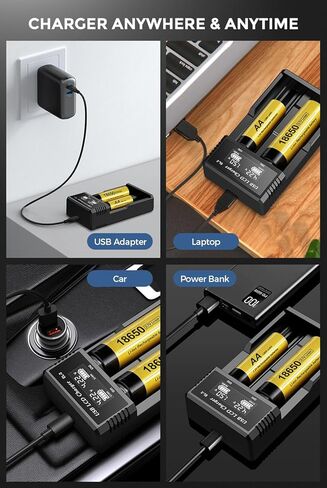18650 Battery Charger,2 Bay Rechargeable Batteries Charger with Smart LCD Display,Fast Charging for AA/AAA Ni-MH/Ni-Cd, 3.7V Li-ion Batteries IMR/INR/ICR 18650 21700 17500 14500 26650 21750 26650 in Saudi Arabia