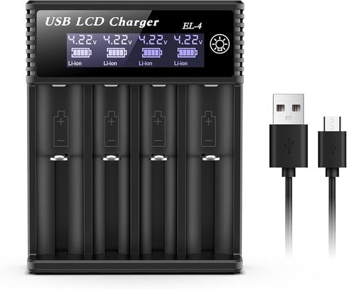 18650 Battery Charger,2 Bay Rechargeable Batteries Charger with Smart LCD Display,Fast Charging for AA/AAA Ni-MH/Ni-Cd, 3.7V Li-ion Batteries IMR/INR/ICR 18650 21700 17500 14500 26650 21750 26650 in Saudi Arabia