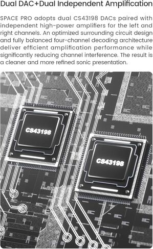 مكبر صوت لسماعات الرأس Space PRO، ثنائي DS43198 DAC Op-AMP مستقل للألعاب/الصوت، PCM32bit/768 كيلو هرتز DSD256 جهاز فك ترميز محمول عالي الأداء يدعم الميكروفون والظاهري 5.1/7.1، مخرج 3.5/4.4 مم in Kuwait