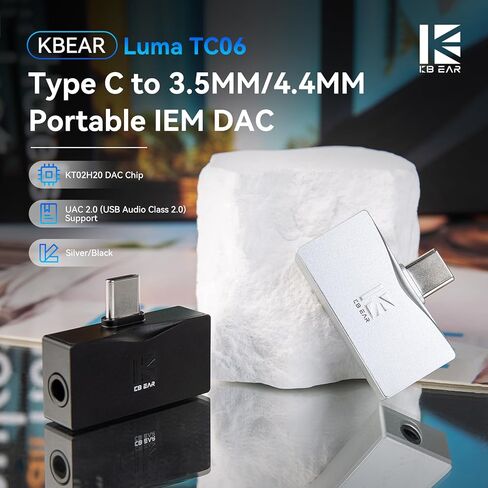 2026 Latest KBEAR TC06 USB C DAC with Headphone Amplifier, Portable Mini DAC Amp with 3.5mm 4.4mm Output, HIFI Hi-Res USB C to 3.5mm Audio Adapter for KZ ZS10 PRO IEM,Work with PC/Laptop/Phone (Black) in Saudi Arabia