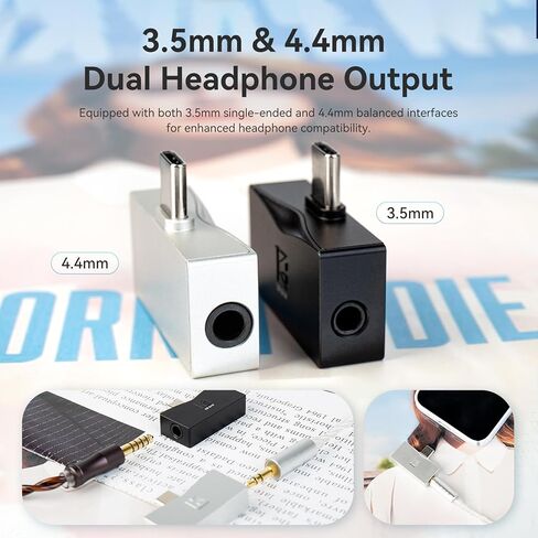 2026 Latest KBEAR TC06 USB C DAC with Headphone Amplifier, Portable Mini DAC Amp with 3.5mm 4.4mm Output, HIFI Hi-Res USB C to 3.5mm Audio Adapter for KZ ZS10 PRO IEM,Work with PC/Laptop/Phone (Black) in Saudi Arabia