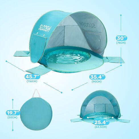 SLOOSH Baby Beach Tent - Pop Up Shade Pool, UPF 50+ UV Protection Sun Shelter for Infant, Portable Beach Pool with Carry Bag, Dual Mesh Side Panels for Toddler Outdoor Travel Camping in Saudi Arabia