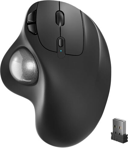 كرة التتبع Nulea Ergonomic القابلة لإعادة الشحن M501 - تعمل بالإبهام، دقيقة، 3 أجهزة (بلوتوث/USB)، متوافقة مع أجهزة الكمبيوتر الشخصية والكمبيوتر المحمول وماك وويندوز (فضي ساطع) in Kuwait