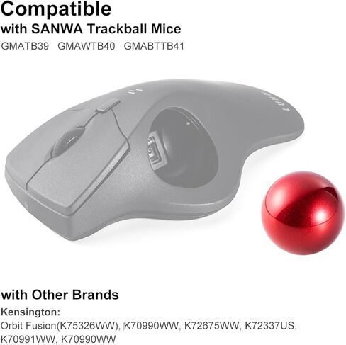 SANWA 2PCS 40mm/1.57in Trackball Replacement Ball for GMAWTB40, GMABTTB41, GMATB39, Kensington Orbit Fusion, and Other Compatible Trackball Mice, Glossy Red + Black in Saudi Arabia