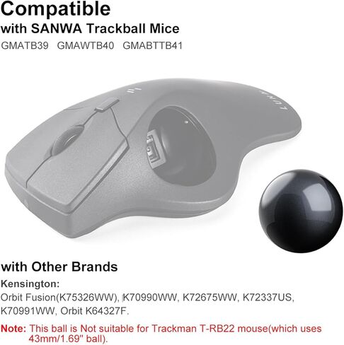 SANWA 2PCS 40mm/1.57in Trackball Replacement Ball for GMAWTB40, GMABTTB41, GMATB39, Kensington Orbit Fusion, and Other Compatible Trackball Mice, Glossy Red + Black in Saudi Arabia