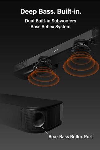شريط صوت FUNLOGY للتلفزيون الذكي، 100 وات 2.1 قناة بلوتوث 5.0 مع HDMI ARC، بصري وAUX، جهاز تحكم عن بعد، لجهاز العرض والألعاب، أسود in Kuwait