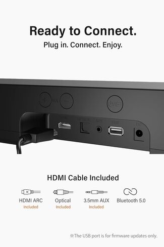 شريط صوت FUNLOGY للتلفزيون الذكي، 100 وات 2.1 قناة بلوتوث 5.0 مع HDMI ARC، بصري وAUX، جهاز تحكم عن بعد، لجهاز العرض والألعاب، أسود in Kuwait