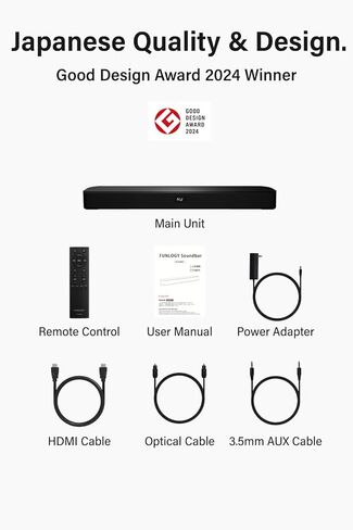شريط صوت FUNLOGY للتلفزيون الذكي، 100 وات 2.1 قناة بلوتوث 5.0 مع HDMI ARC، بصري وAUX، جهاز تحكم عن بعد، لجهاز العرض والألعاب، أسود in Kuwait