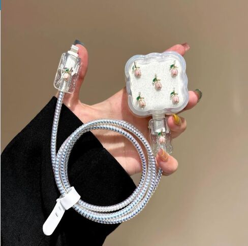 Charger Cover for Apple 40W Dynamic Power Adapter,Cute Flower Elegant Tulips Design,Clear Soft Charger Cable Protector Data Line Cable Wire Saver Protector for iPhone Chargeror iPhone 17 Pro Max in Saudi Arabia