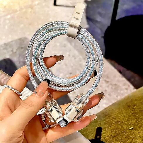 Charger Cover for iPhone 18W/20W Charging Cord Protector,Cute Flower Elegant Tulips Design,Clear DIY Soft Charger Cord Protector Cable Saver for iPhone 13 14 15 16 Pro Max Charger Adapter in Saudi Arabia