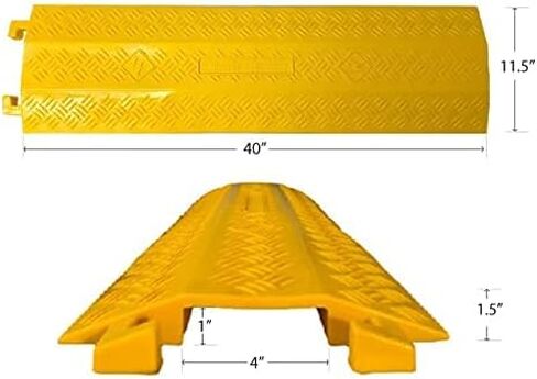 Kable Kontrol Drop Over Cable Protector - 40" Inch Long - Yellow - Channel Size – 4" Width x 1" Height - Overall Width - 11.5" & Height - 1.5" Inch - Polyurethane - 2,000 Lbs per Axle in Saudi Arabia