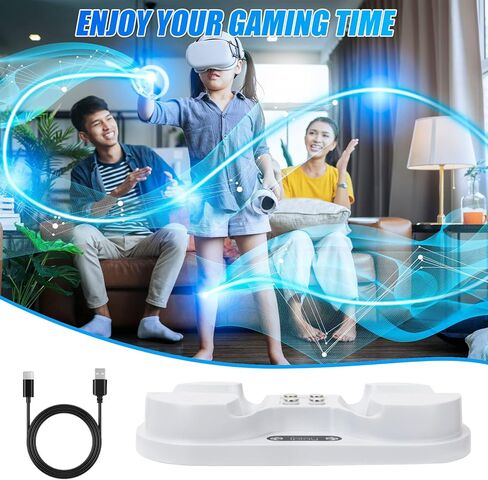 محطة شحن PSVR2 لوحدة تحكم PSVR2 Sense، قاعدة شحن سريعة مع 4 مشبك مغناطيسي من النوع C/حامل شاحن مكتب كابل من النوع C متوافق مع وحدة تحكم PS VR2 in Saudi Arabia